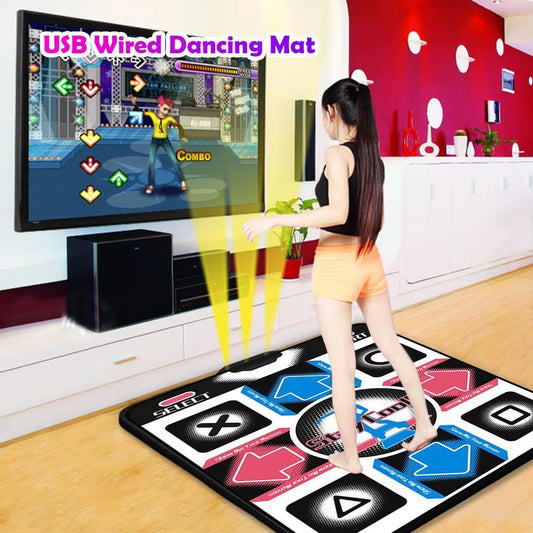 USB Wired Dance Mats Non-Slip Dancing Pad Foot Print Moves Step Arcade Game Fitness Dancer Blanket for PC Laptop Video Games