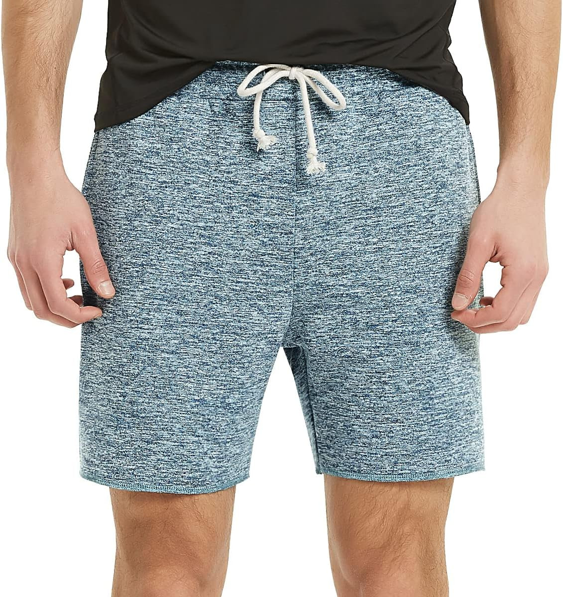 Mens Lounge Shorts Knit Terry Cloth Drawstring Athletic Sweat Shorts with Pockets 6 Inch