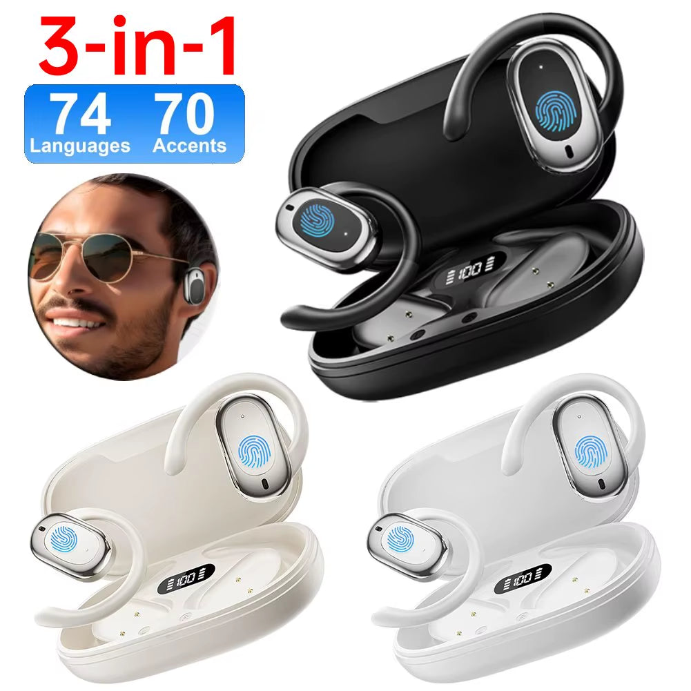 144 Languages Real-Time Translator Earbuds 3 in 1 Translation Earphones Noise Reduction Waterproof Business AI Translator Earbud