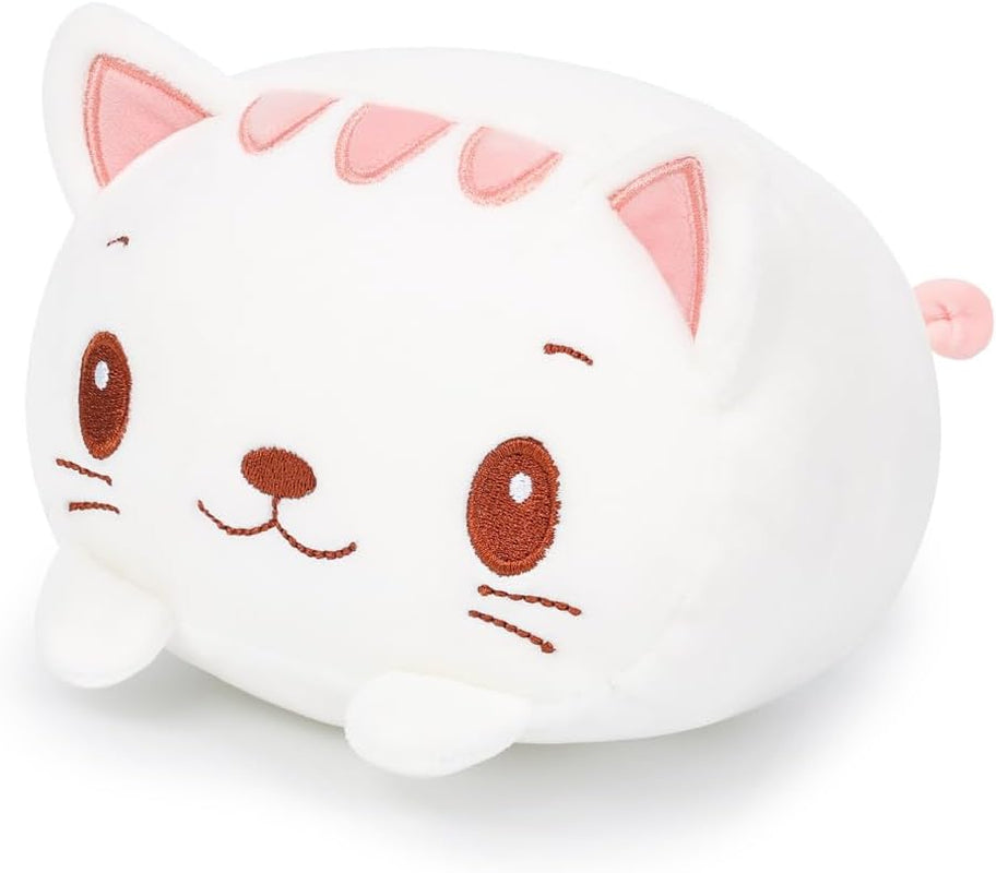 23.6 Inch Cute White Cat Plush Stuffed Animal Cylindrical Body Pillow,Super Soft Cartoon Hugging Toy Gifts