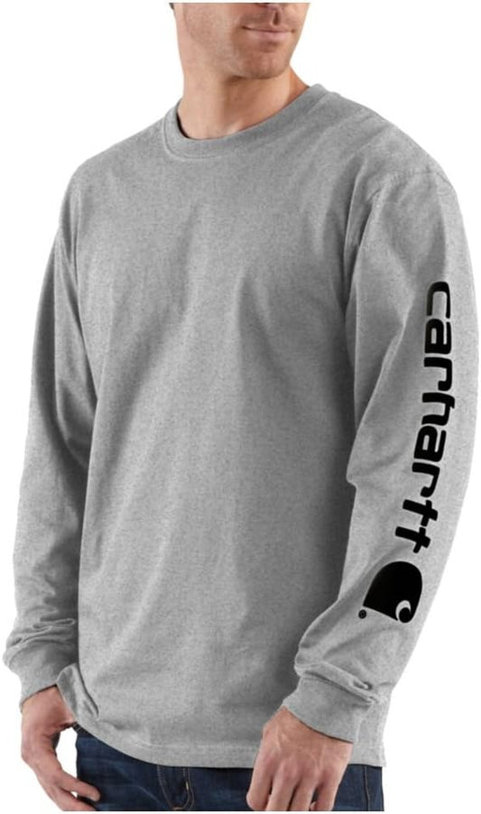 Men'S Loose Fit Heavyweight Long-Sleeve Logo Sleeve Graphic T-Shirt