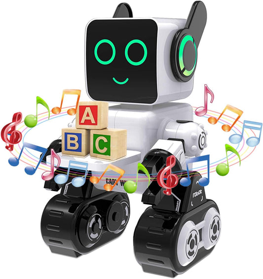 Okk Robot Toy for Kids, Remote Control Smart Dancing Programmable Robot Toy, Rechargeable and Interactive Toys with Piggy Bank for Children, Intelligence Ideal Gift for Boys, Girls, Child 8-12(White)