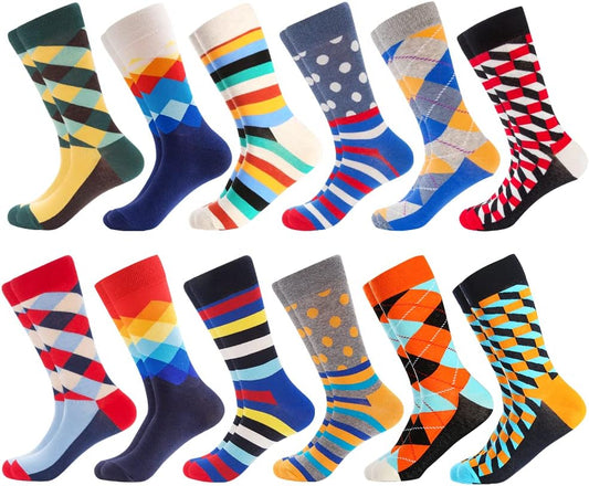 Mens Dress Socks Fun Funny Colorful Crazy Crew Dress Socks for Men 9-12