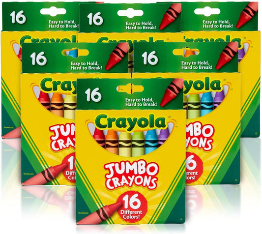 Jumbo Crayons Bulk, 6 Sets of 16 Large Crayons for Toddlers & Kids, School Supplies, Gifts [Amazon Exclusive]