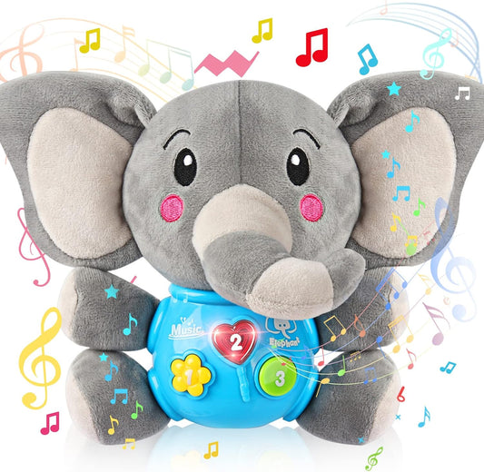 Plush Elephant Musical Baby Toys 6 to 12 Months, Cute Stuffed Animal Light up Baby Toys 0 3 6 9 12 Months, Newborn Baby Musical Toys Gifts for Infant Babies Boys Girls Toddlers 0 to 36 Months