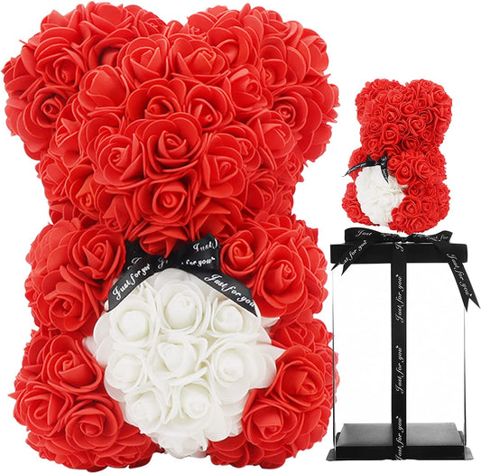 Mother'S Day Rose Teddy Bear Mothers Day Rose Bear Gifts Valentines Day Gifts for Her , Mother Day Women Gifts for Mom Anniversary Girlfriend Rose Flowers Gifts Mothers Teen Girls Birthday Gifts (Red)