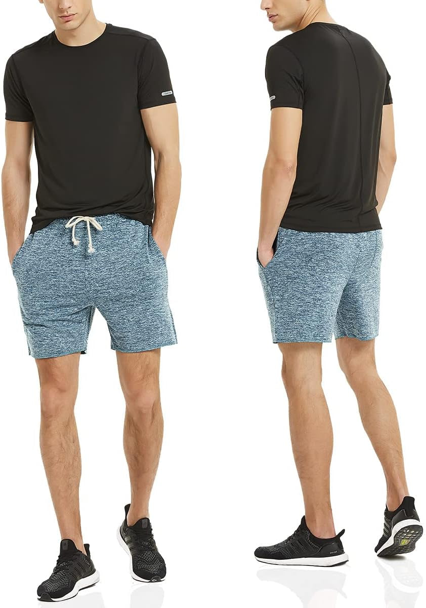 Mens Lounge Shorts Knit Terry Cloth Drawstring Athletic Sweat Shorts with Pockets 6 Inch